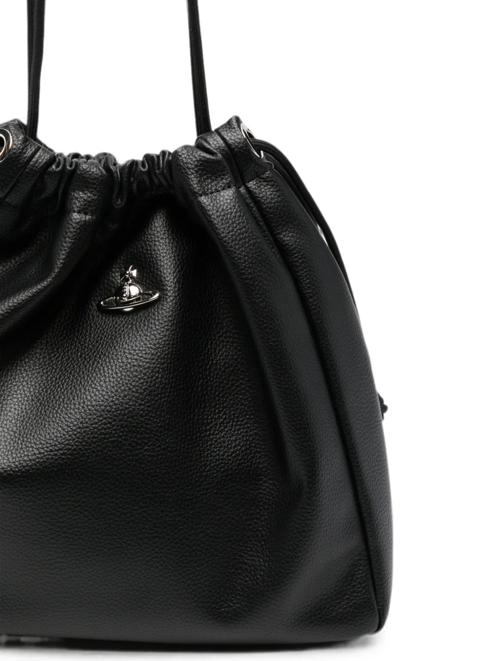 Vivienne Westwood Orb-plaque drawstring shoulder bag - Black