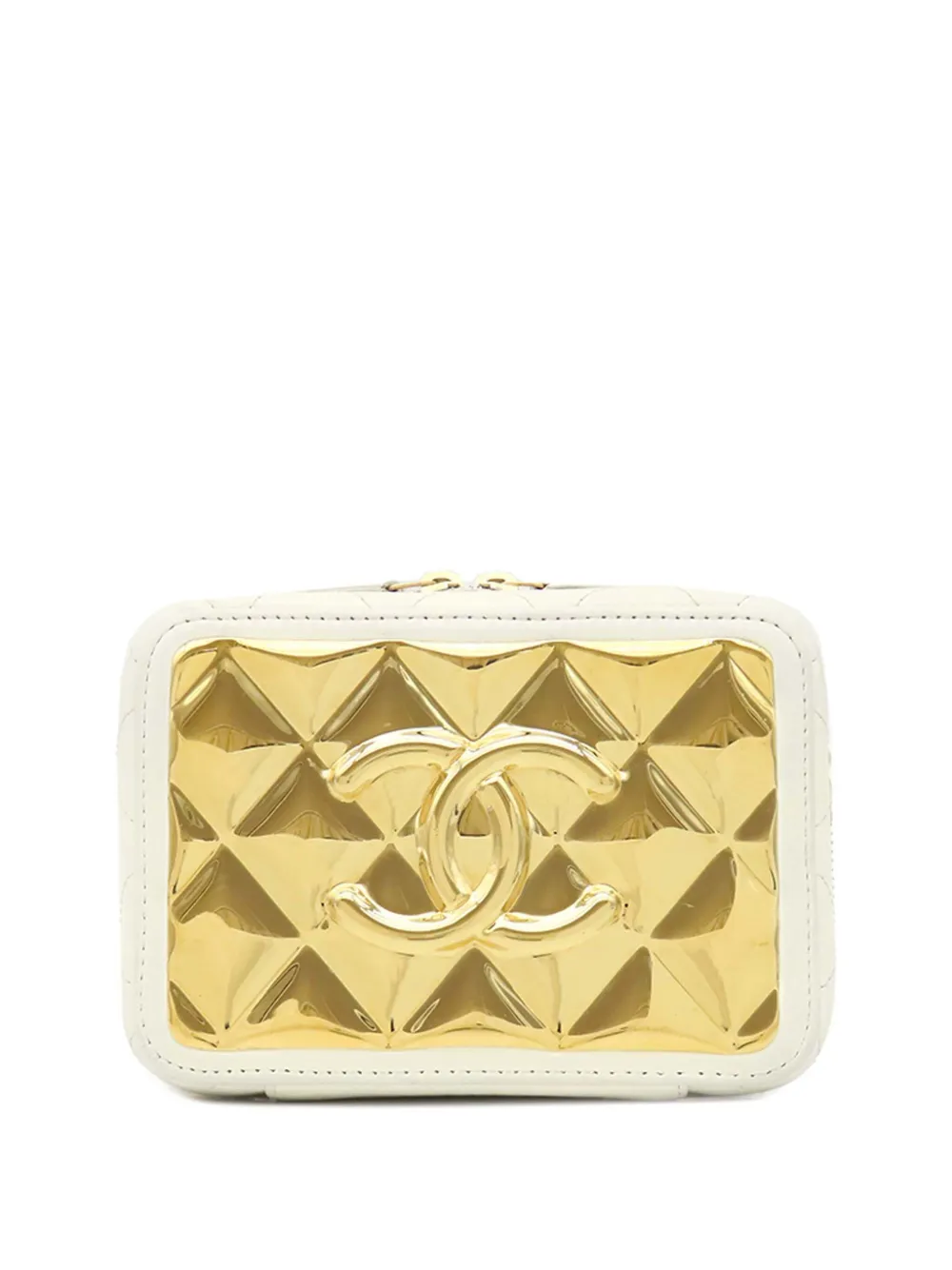 CHANEL Pre-Owned Borsa a tracolla CC mini trapuntata in pelle di agnello 2021 - Oro