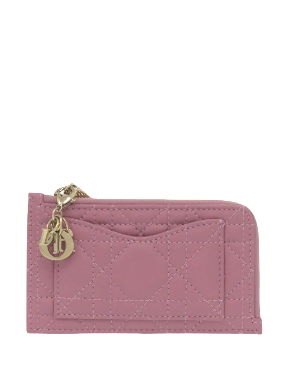 Christian Dior Pre-Owned Portacarte Lady Dior Cosmos Zip in pelle di agnello Cannage 2022 - Rosa