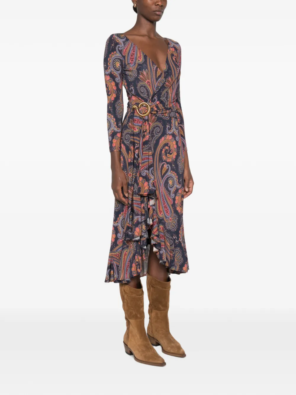 ETRO Midi-jurk met paisley-print Blauw