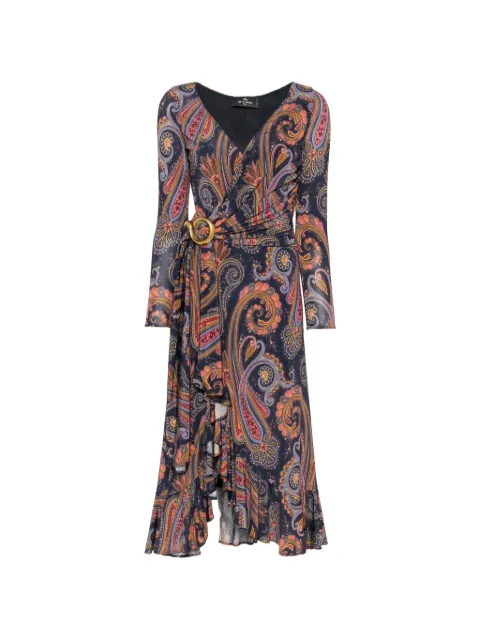 ETRO vestido midi con estampado de cachemira