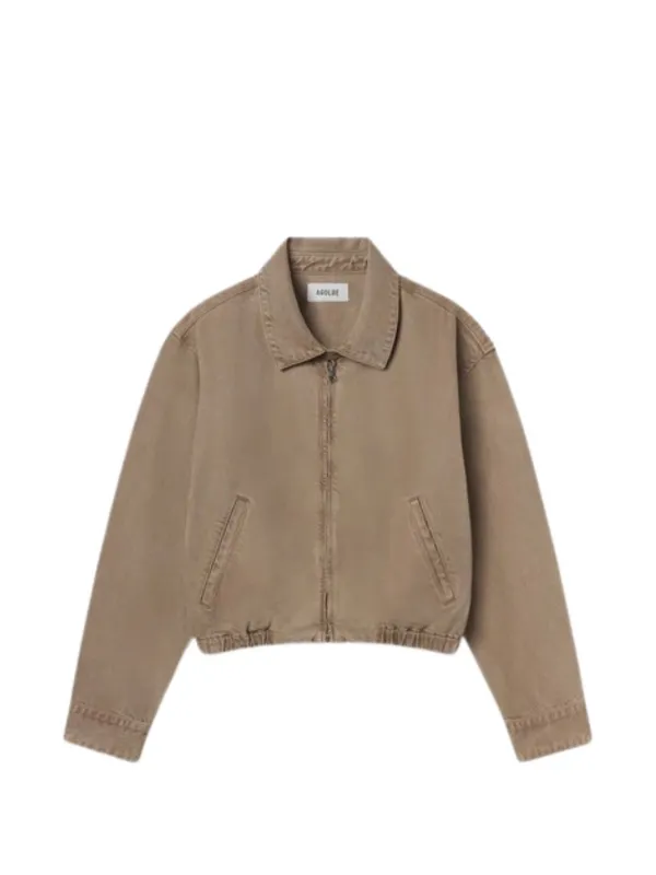 Agolde Nile Elasticated-hem Denim Jacket in Brown