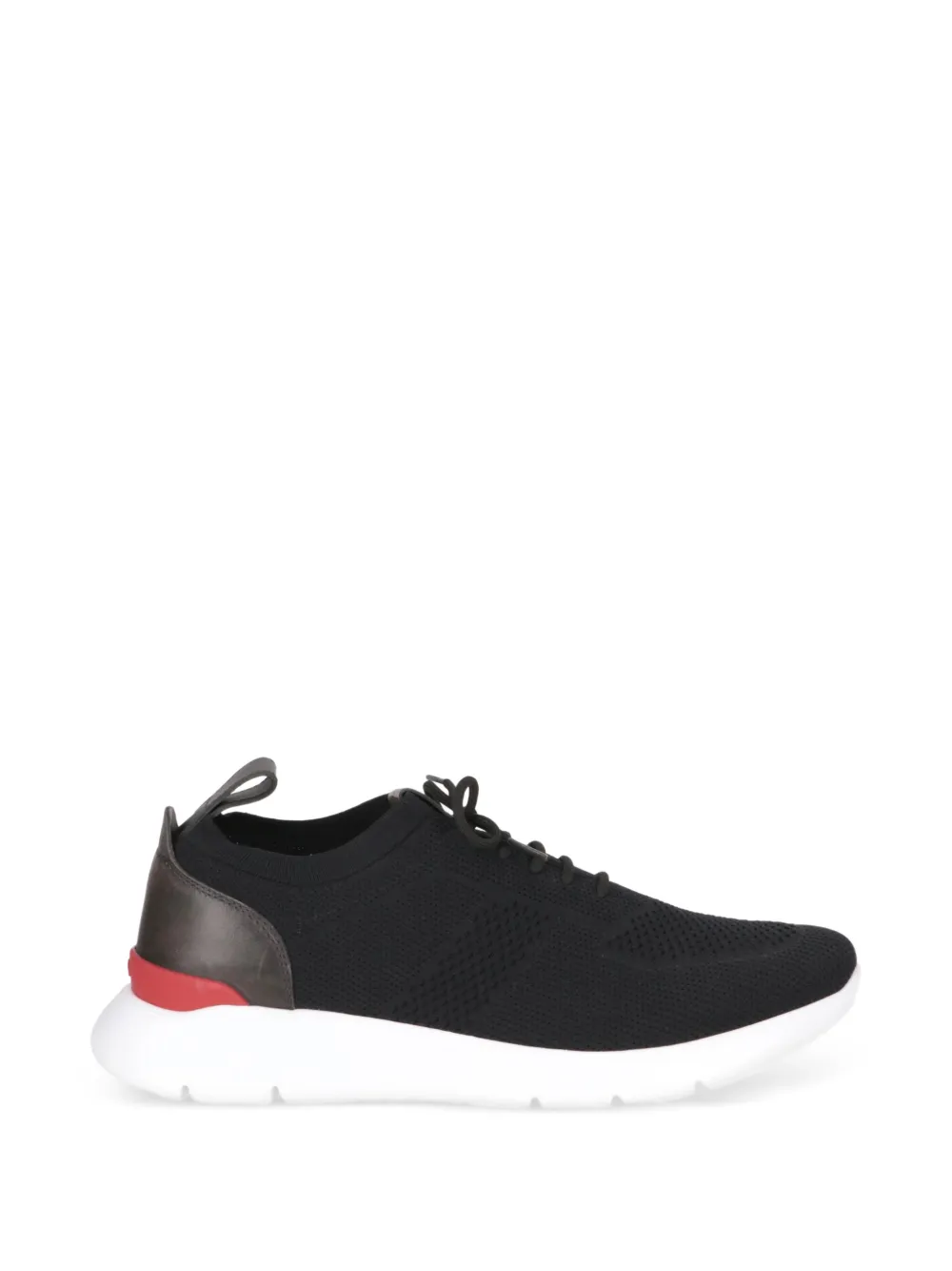 Isaia knit-panel leather sneakers - Nero