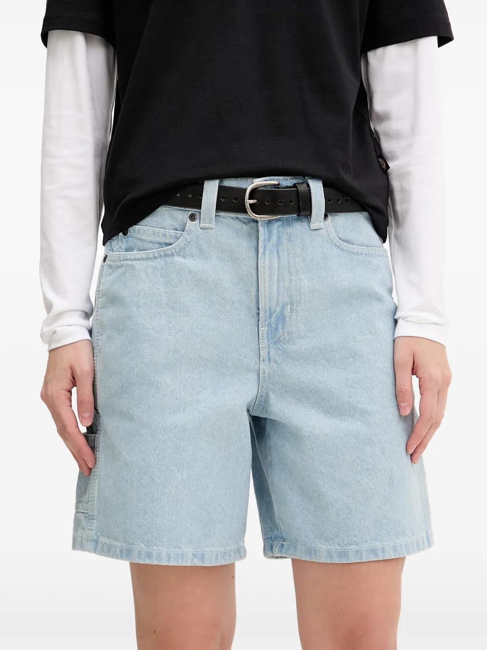 DICKIES 993 denim shorts met logopatch Blauw