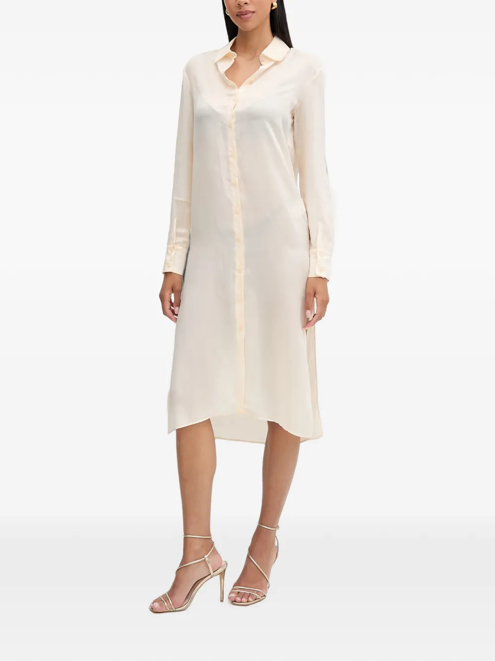Patrizia Pepe Midi-blousejurk met zijsplit Beige