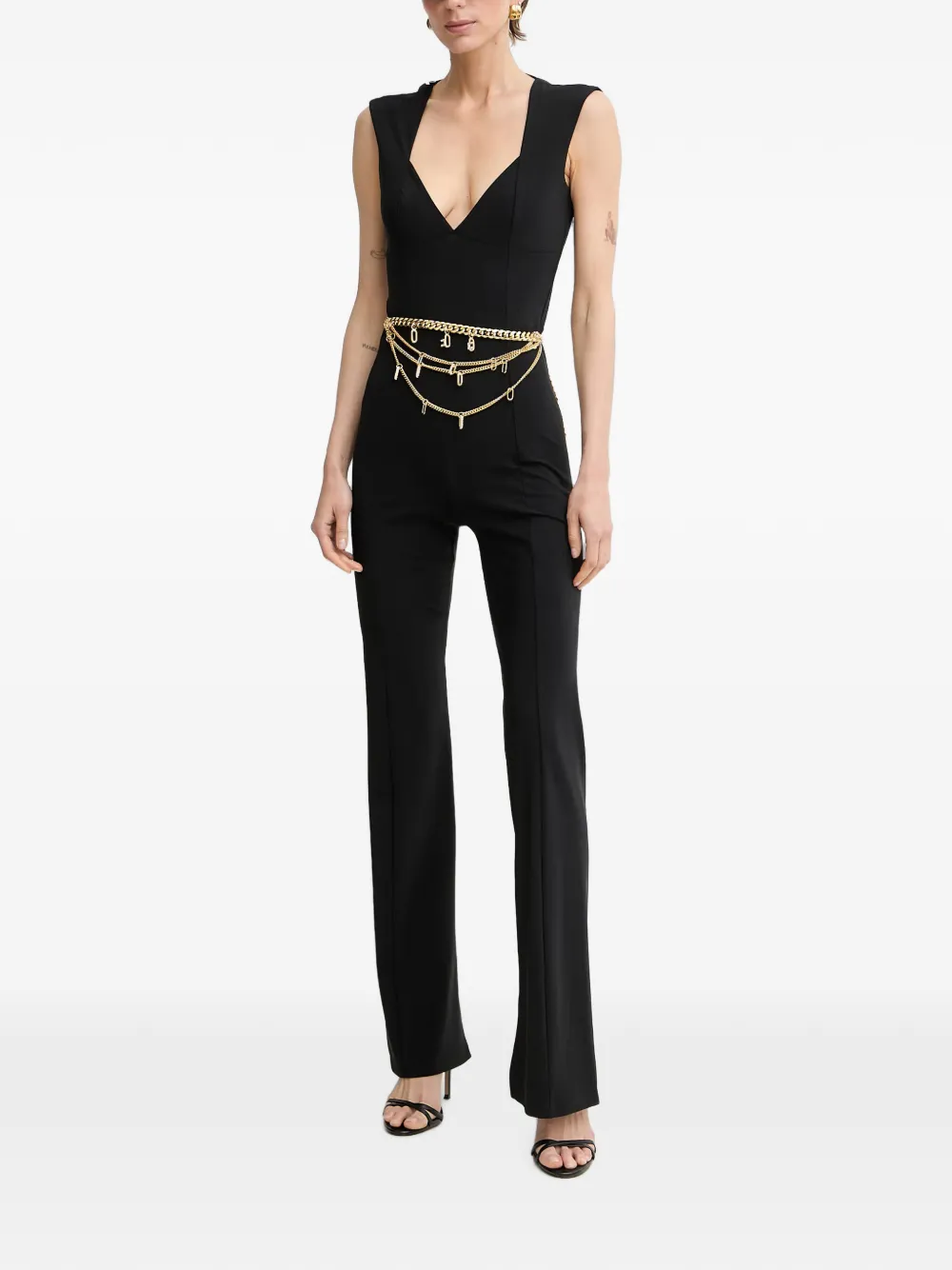 Patrizia Pepe Jumpsuit met kettingriem Zwart
