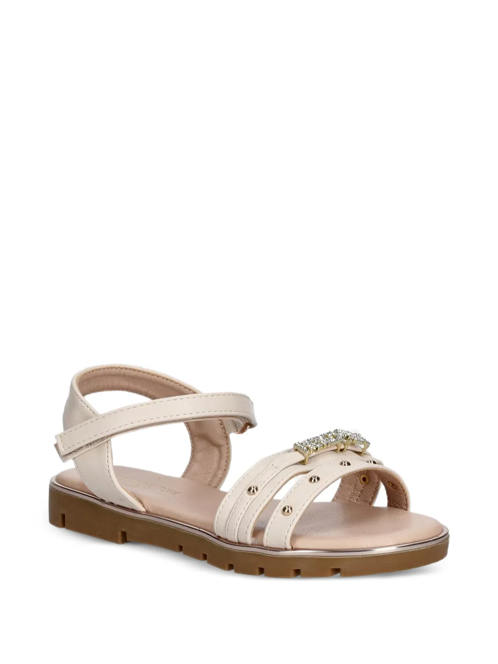 Patrizia Pepe girl logo-plaque studded sandals - Bianco
