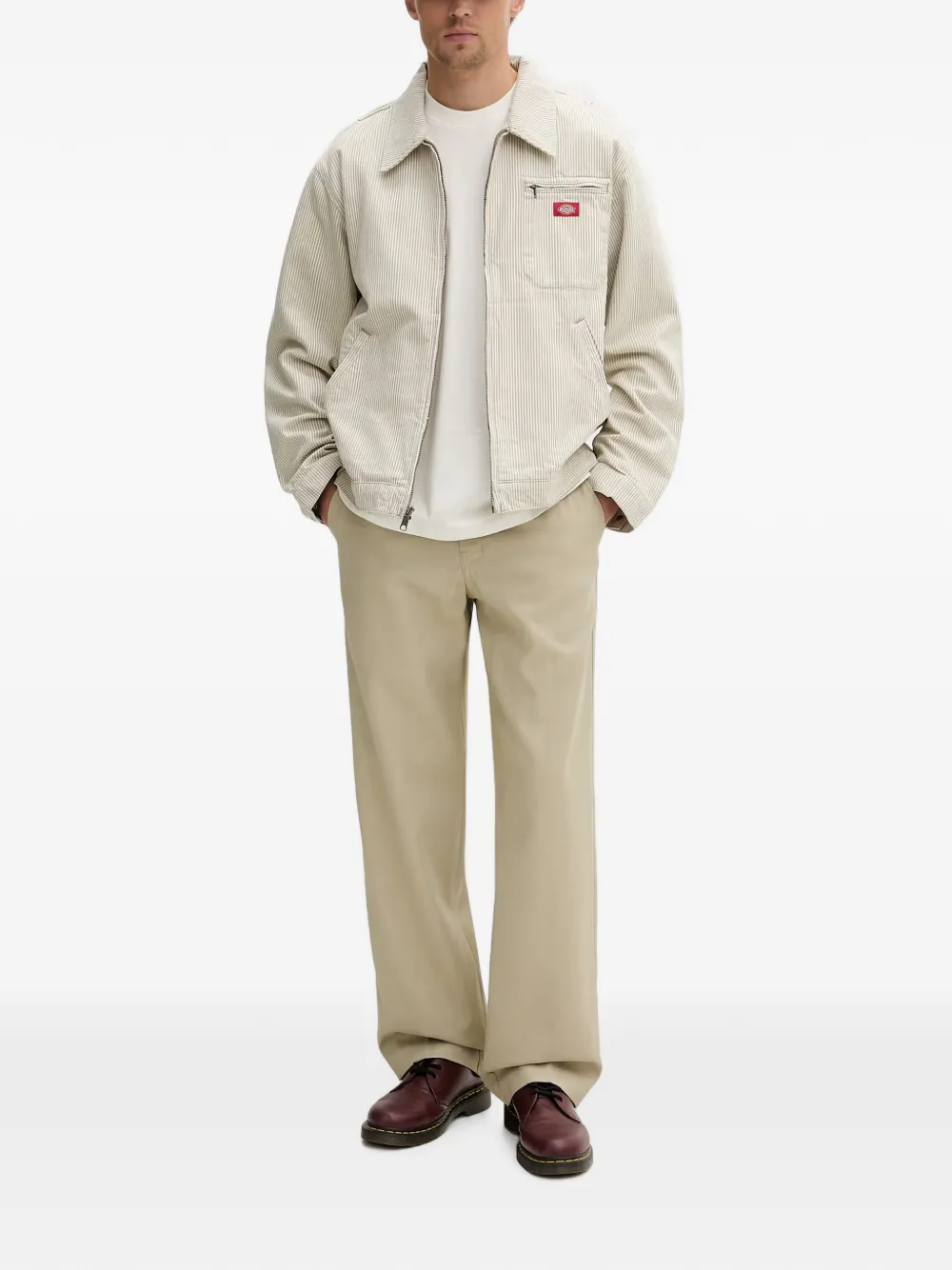DICKIES Hickory gestreept jack met rits Beige
