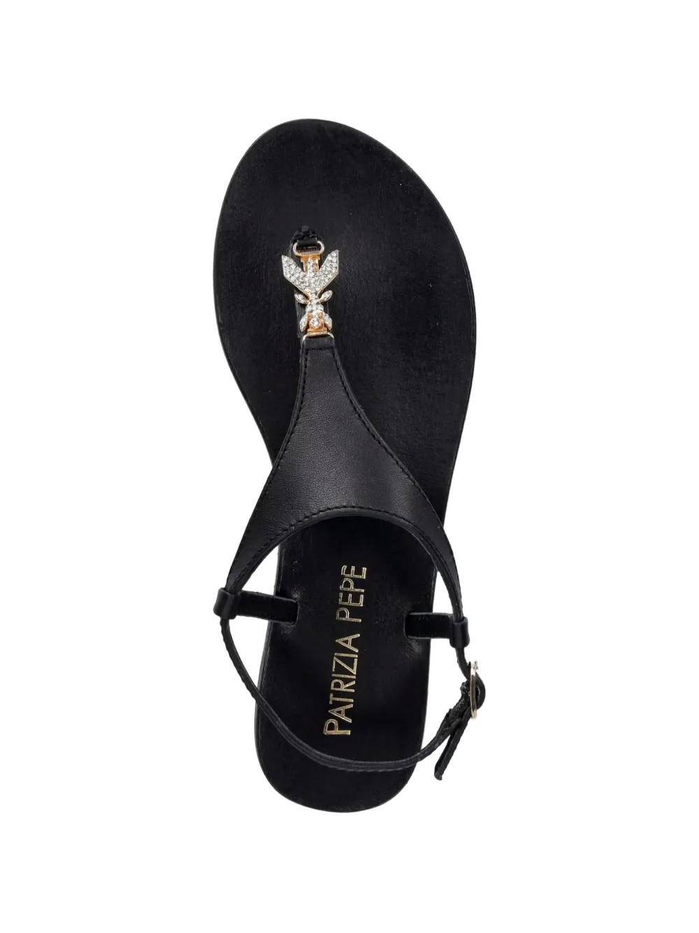 Patrizia Pepe girl crystal-embellished leather sandals Zwart