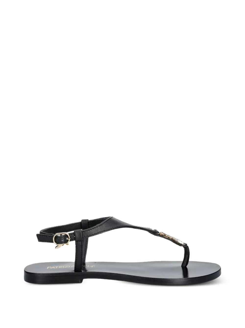 Patrizia Pepe girl crystal-embellished leather sandals Zwart