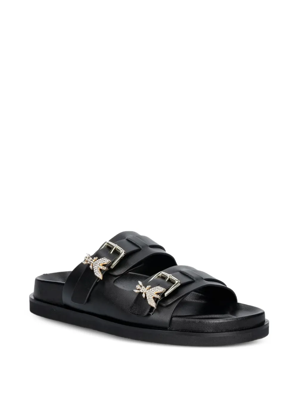 Patrizia Pepe embellished double-strap sandals Zwart