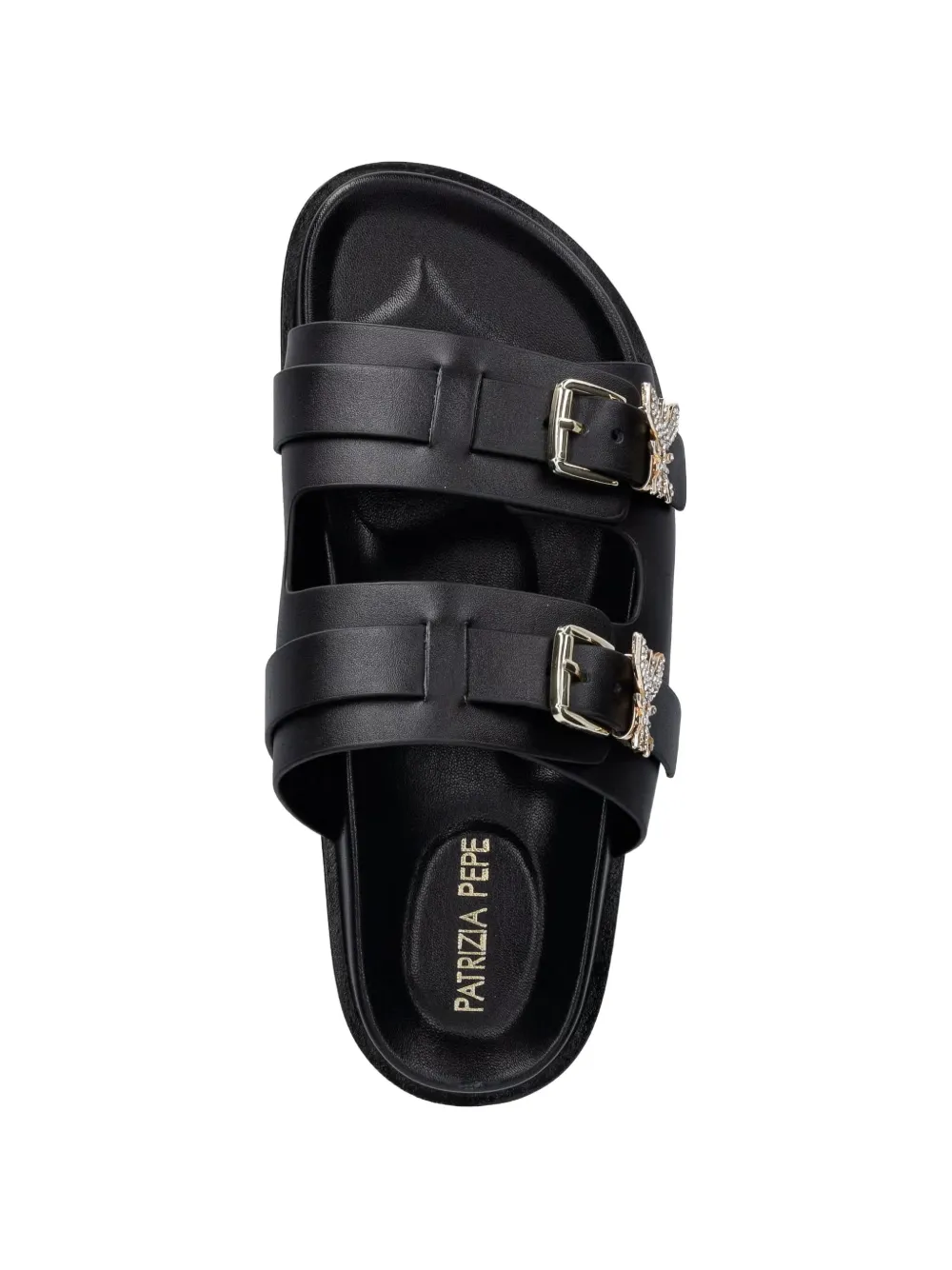 Patrizia Pepe embellished double-strap sandals Zwart