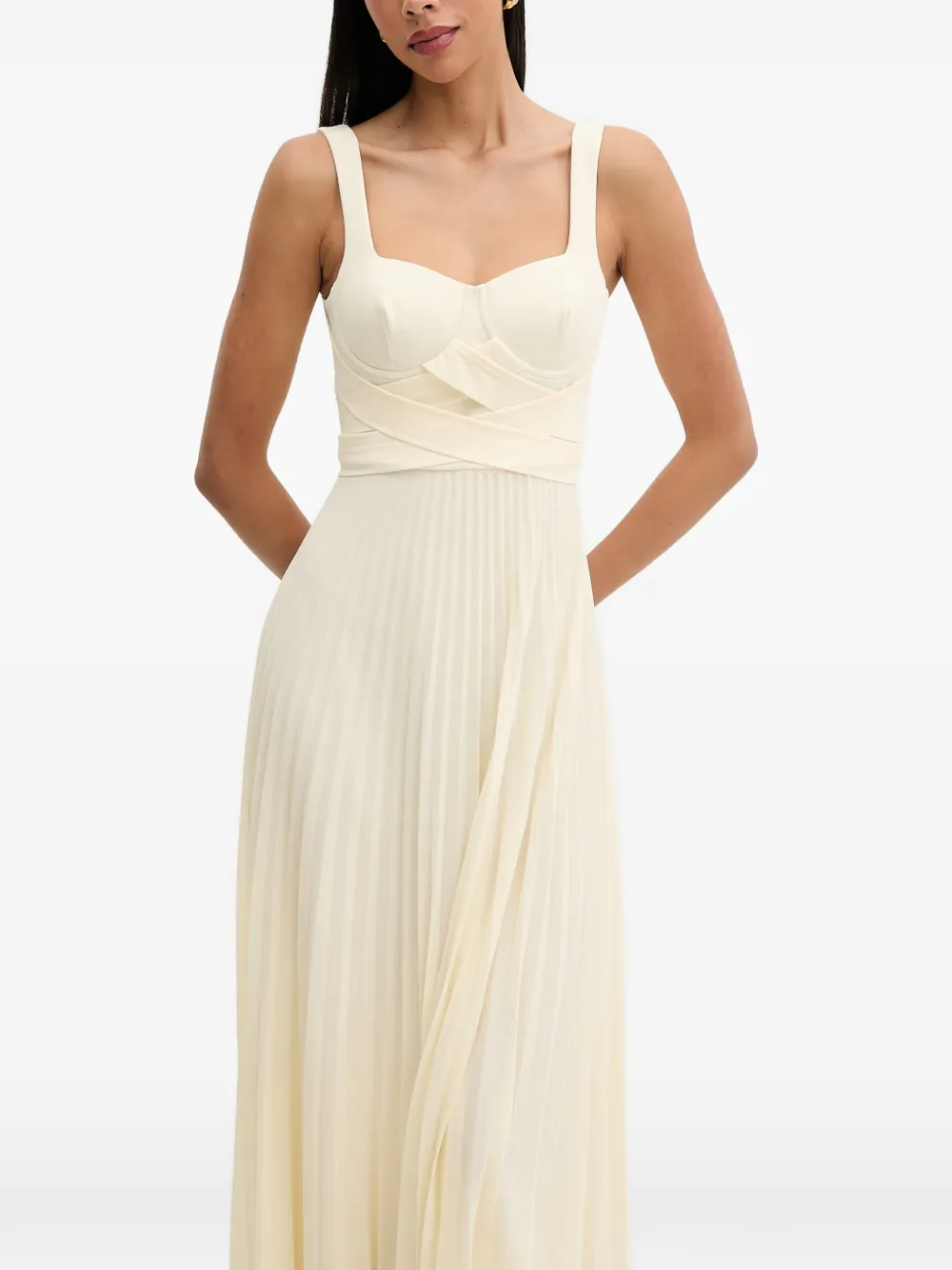 Patrizia Pepe Pleated Maxi Dress In Yellow