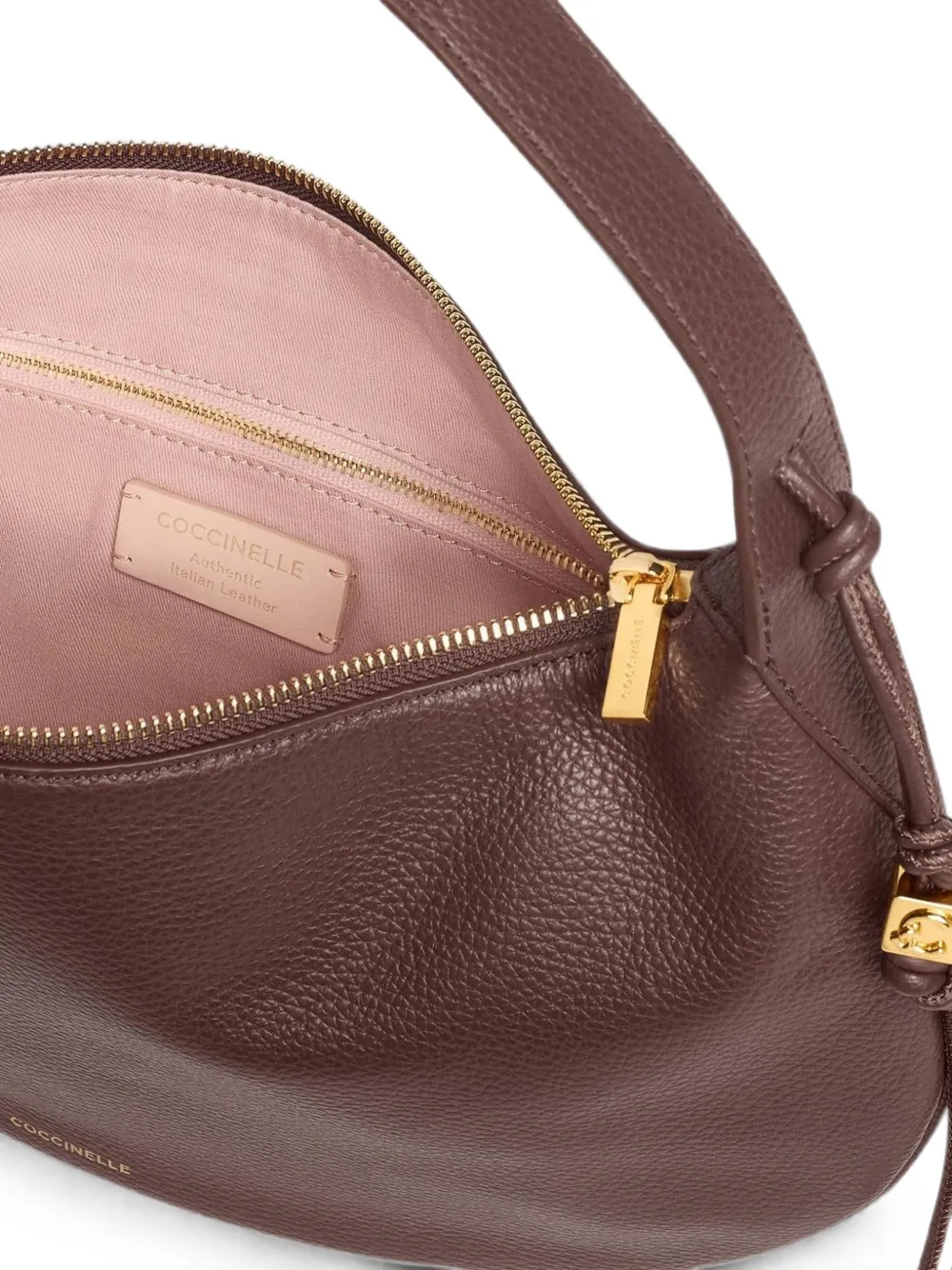 Coccinelle Medium Thess leren schoudertas Bruin
