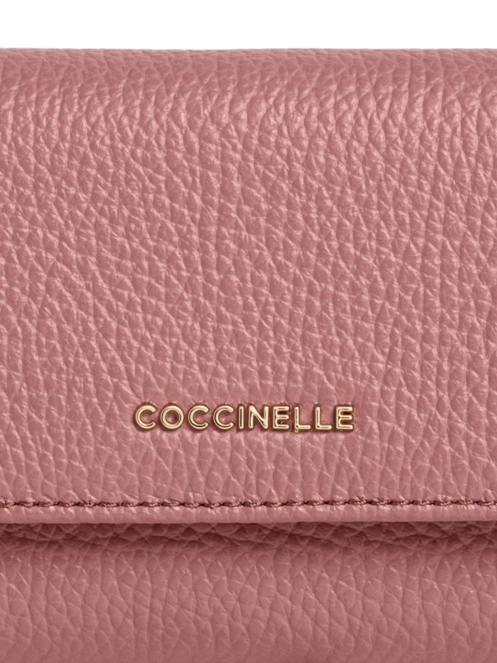 Coccinelle Medium Metallic portemonnee met logo Roze