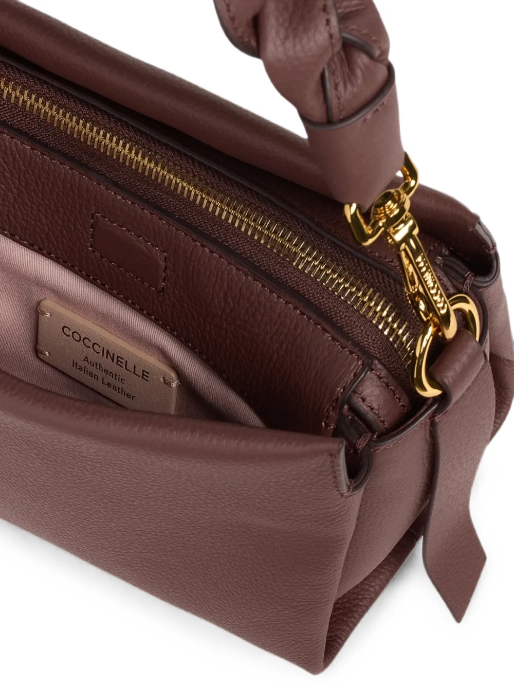 Coccinelle Kleine Boheme leren shopper met gevlochten handvat Bruin