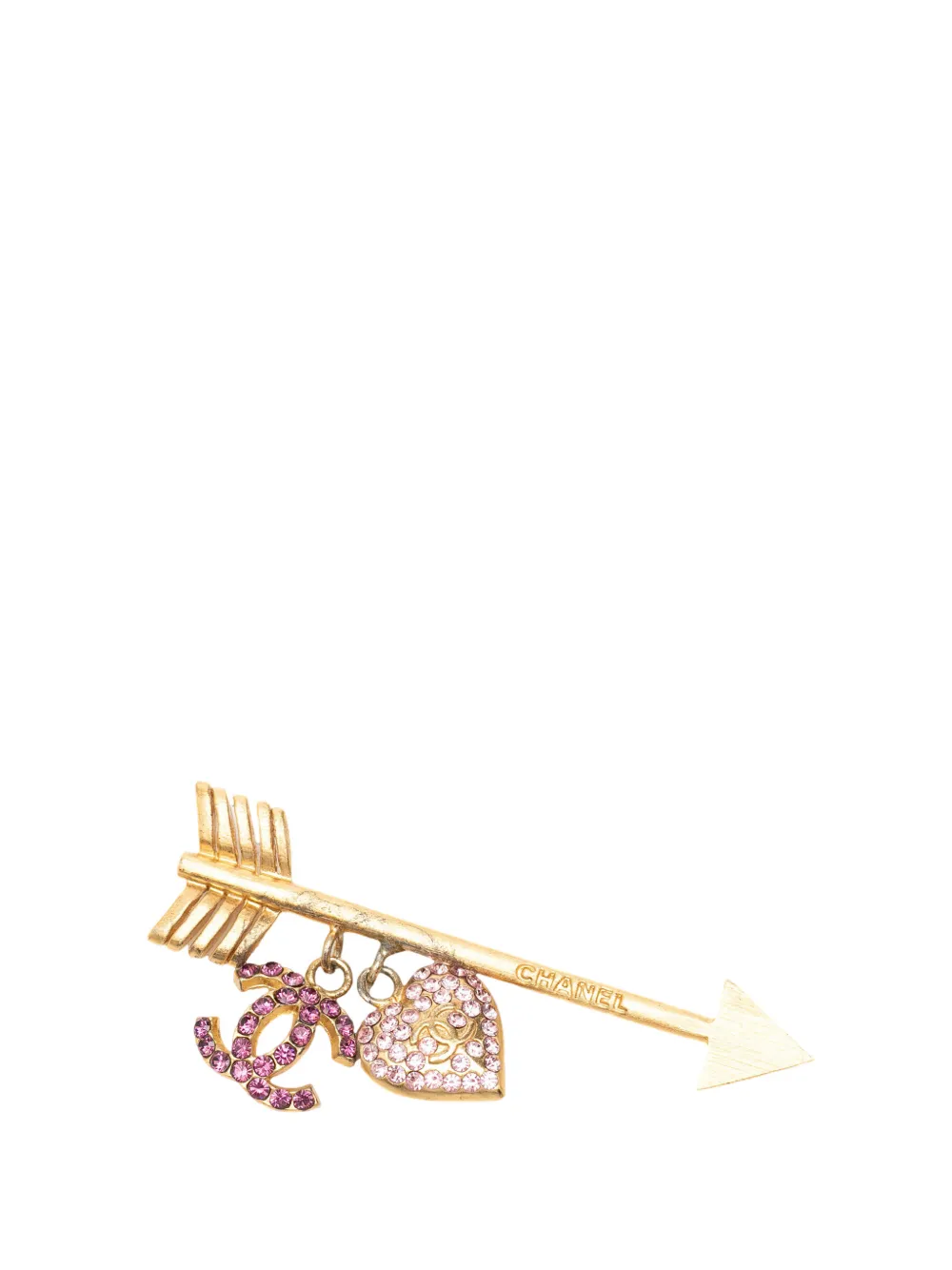 CHANEL Pre-Owned Spilla con ciondolo a cuore CC 2002 - Oro