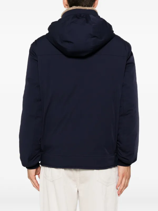 Brunello Cucinelli shearling-collar Hooded Jacket | Blue | FARFETCH AO
