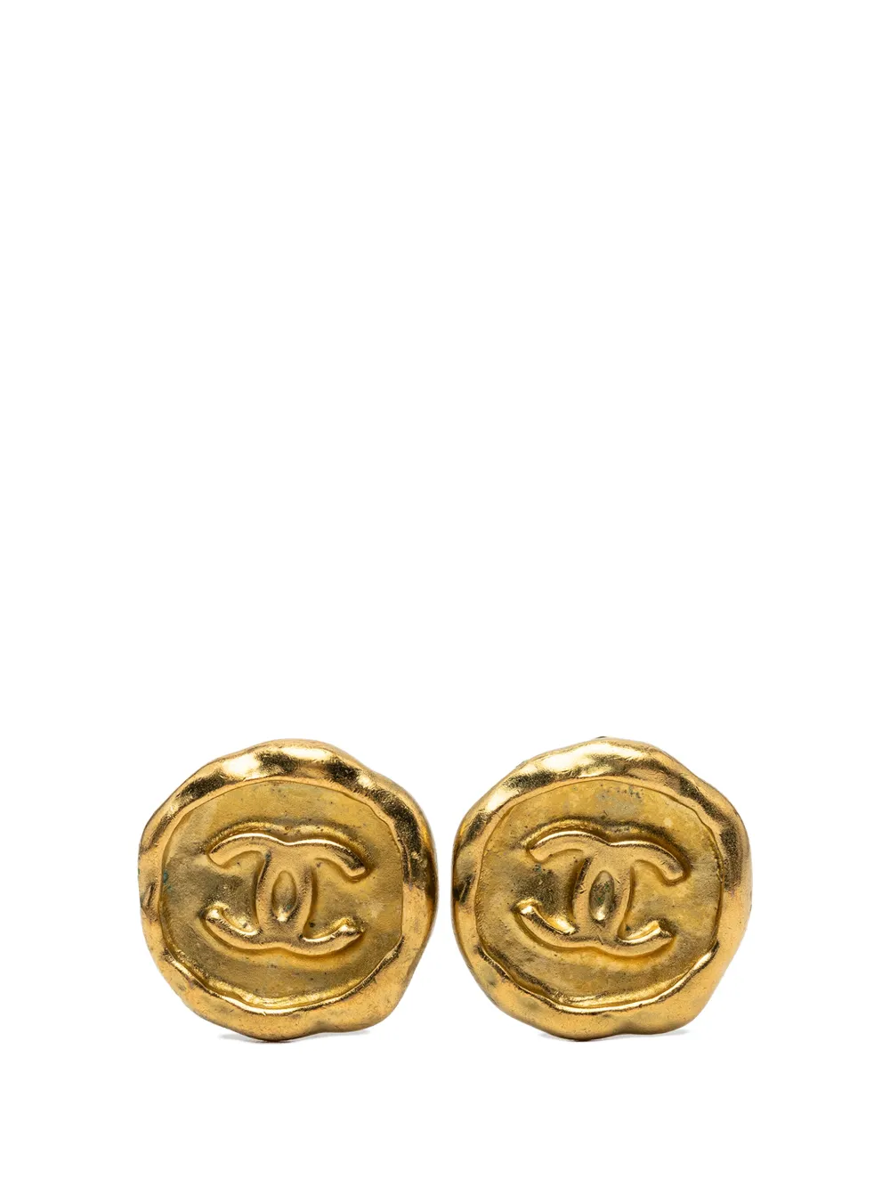 CHANEL Pre-Owned Orecchini tondi CC a clip con placcatura oro 1995