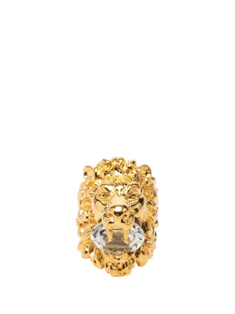 Gucci Pre-Owned 2000-2015 Gold Plated Crystal Lion Head Ring costume ring