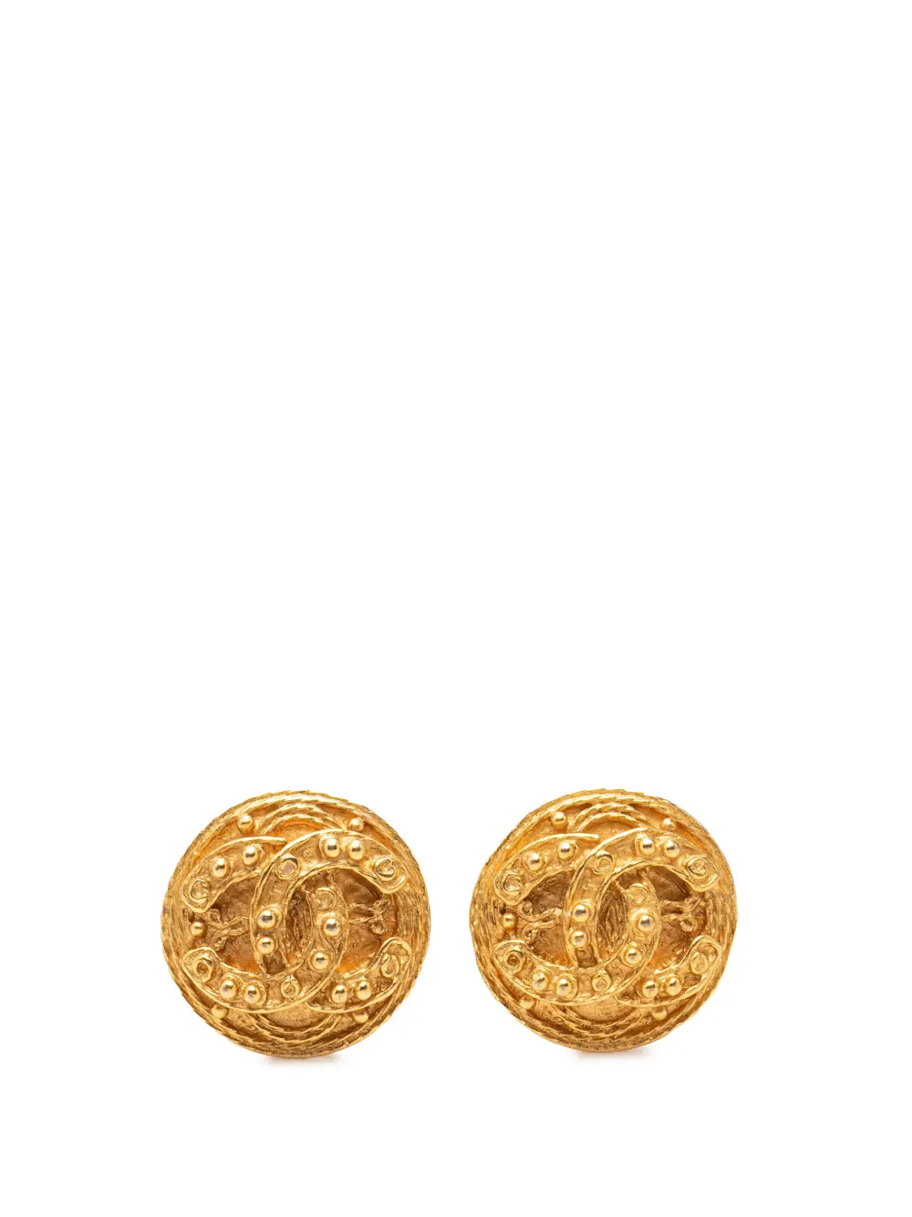 CHANEL Pre-Owned Orecchini tondi CC placcati oro con chiusura a clip 1994