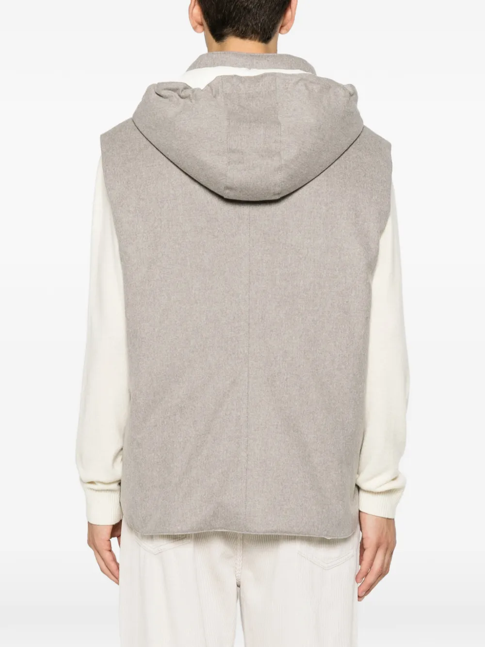 Brunello Cucinelli Bodywarmer met capuchon en drukknopen Grijs