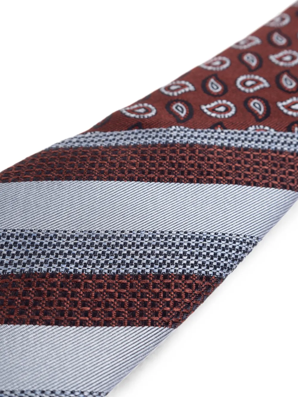ETRO Gestreepte stropdas met paisley-print Bruin