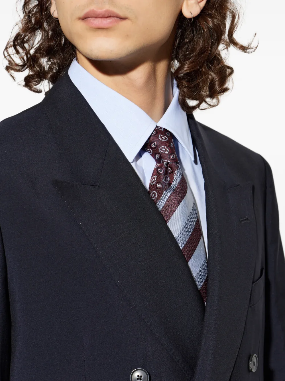 ETRO Gestreepte stropdas met paisley-print Bruin