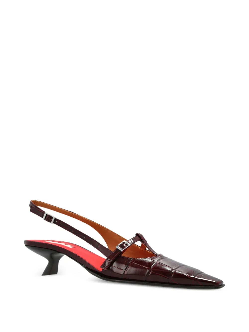 Marni Katty croc-effect leather pumps Rood