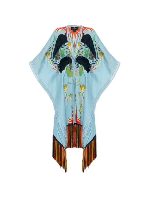 ETRO x Tabby Booth fringe-trimmed bird-print kaftan