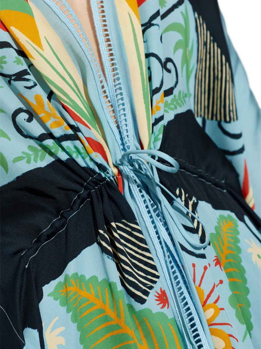 ETRO x Tabby Booth tuniek met franje en vogelprint Blauw