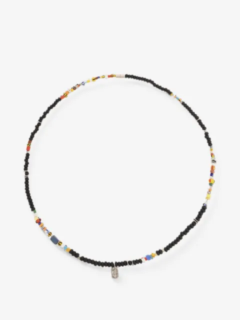 Paul Smith beaded logo-plaque necklace