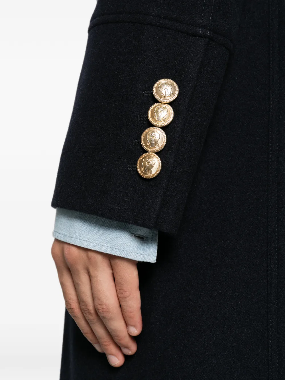 Brunello Cucinelli Jas met dubbele rij knopen en wapenschild Blauw
