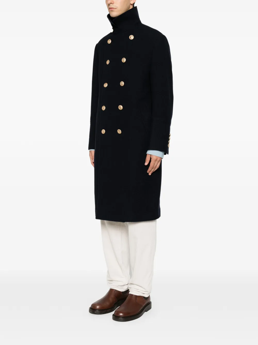 Brunello Cucinelli Jas met dubbele rij knopen en wapenschild Blauw