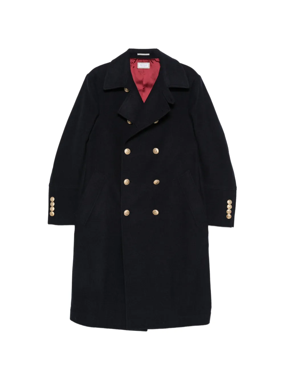 Brunello Cucinelli double-breasted crest-button coat - Blau