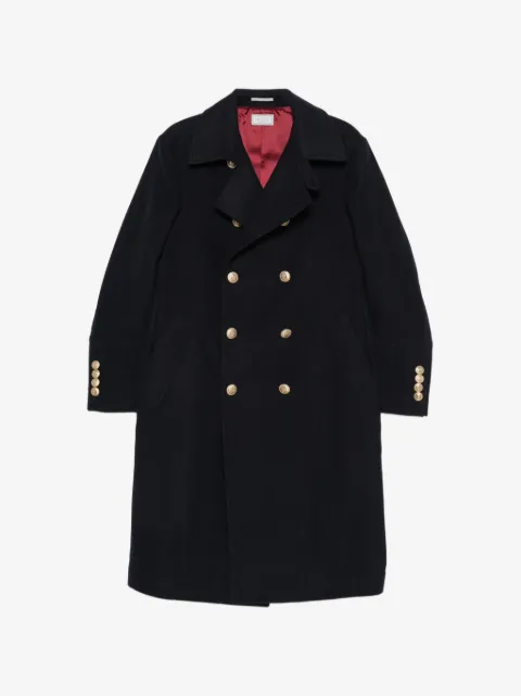 Brunello Cucinelli double-breasted crest-button coat