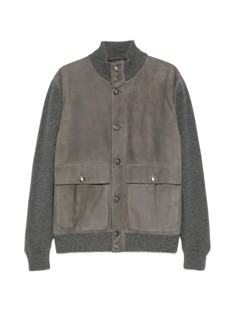 Brunello Cucinelli suede-panel ribbed jacket