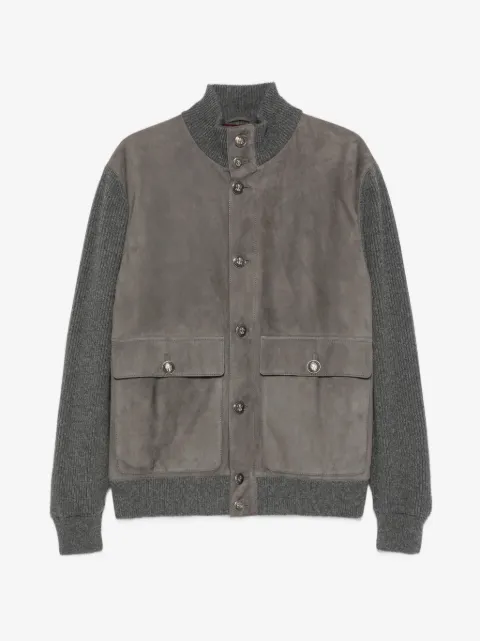Brunello Cucinelli suede-panel ribbed jacket
