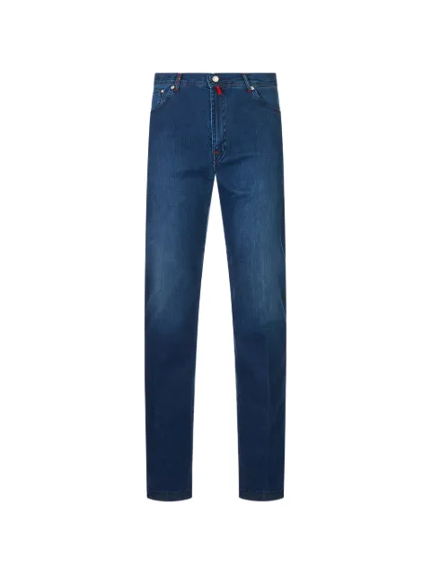 Kiton logo-patch jeans