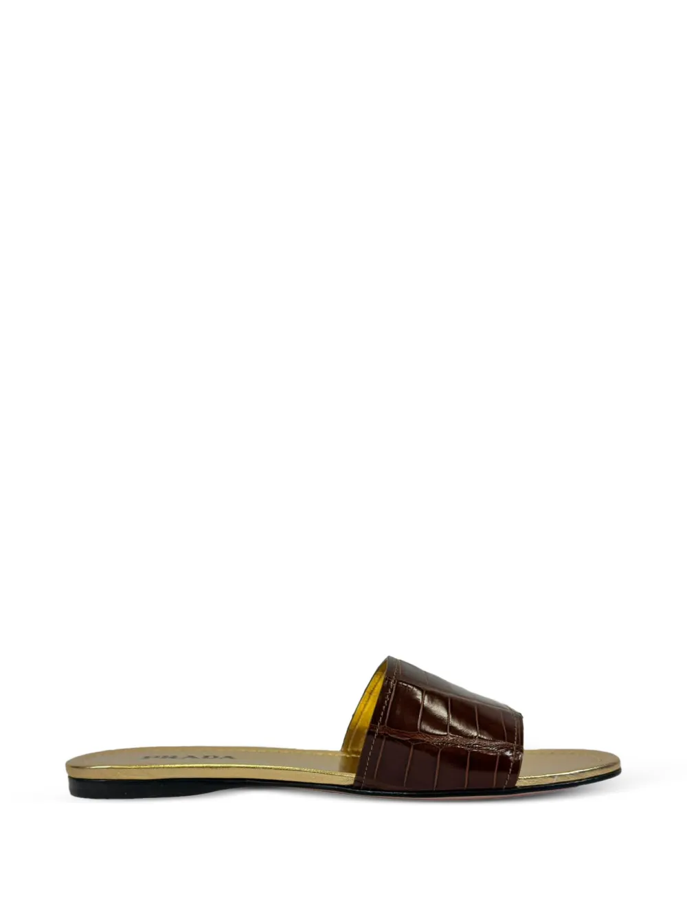 Prada Pre-Owned Croc-embossed leather sandals - Marrone