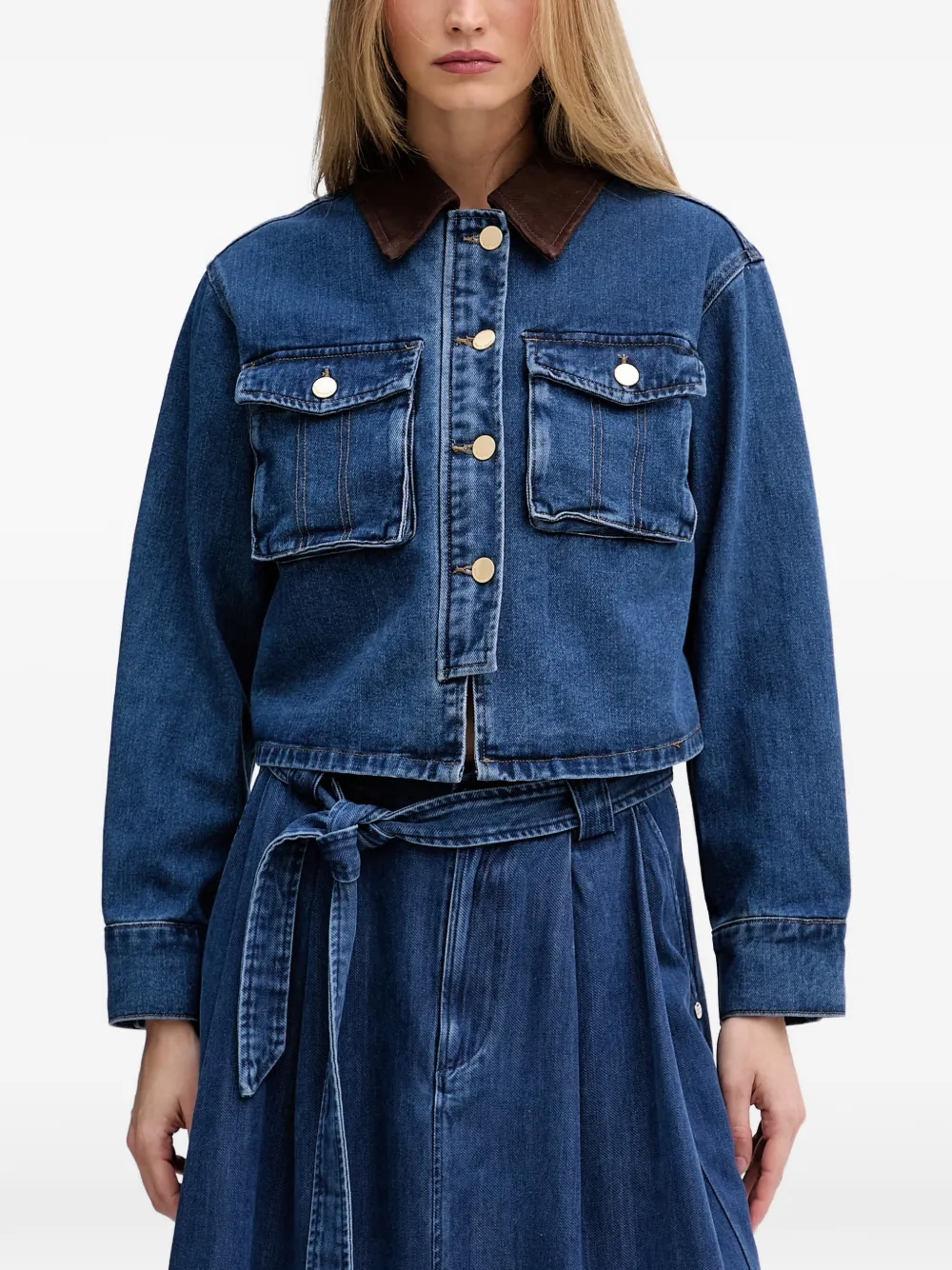Pedro Del Hierro contrast-collar denim jacket - Blu
