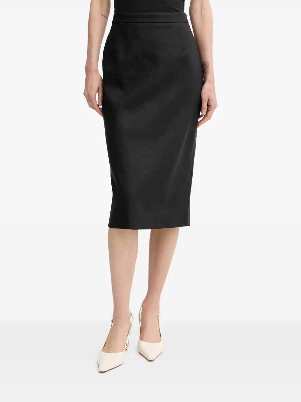 LUISA SPAGNOLI Timida rear-slit pencil midi skirt - Noir