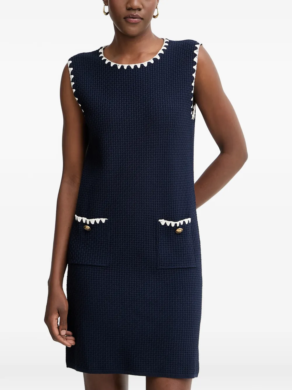 LUISA SPAGNOLI Corriera crochet-trim basket-weave mini dress - Blau