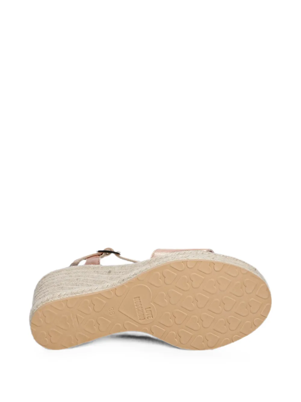 Love Moschino Espadrilles met sleehak en hartplakkaat Roze