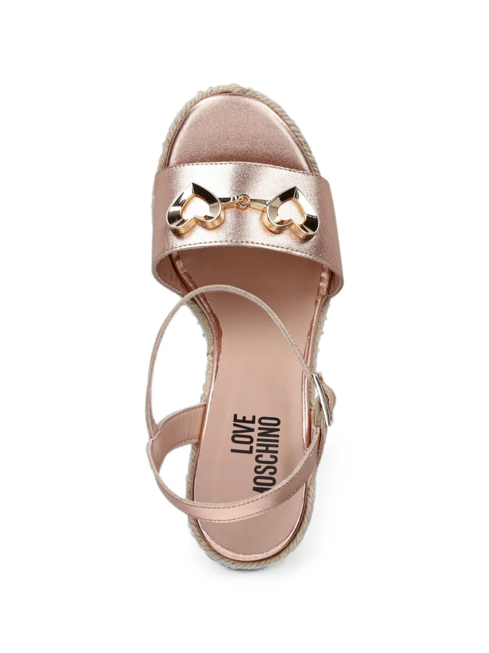 Love Moschino Espadrilles met sleehak en hartplakkaat Roze