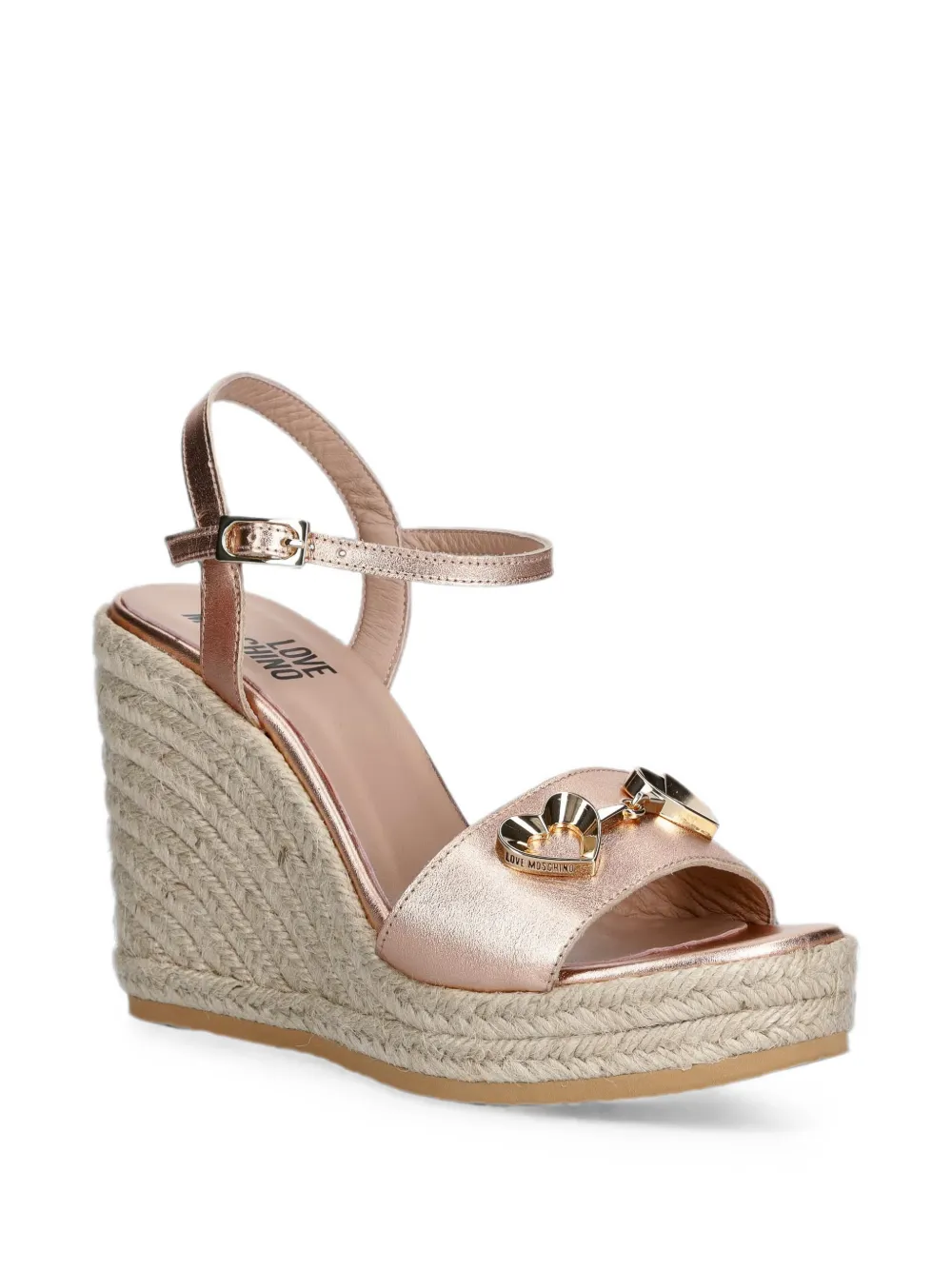 Love Moschino Espadrilles met sleehak en hartplakkaat Roze