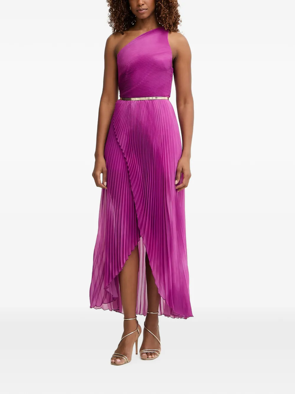 SIMONA CORSELLINI one-shoulder pleated midi dress