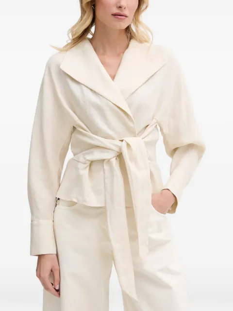 Pedro Del Hierro tie-waist shawl-collar top