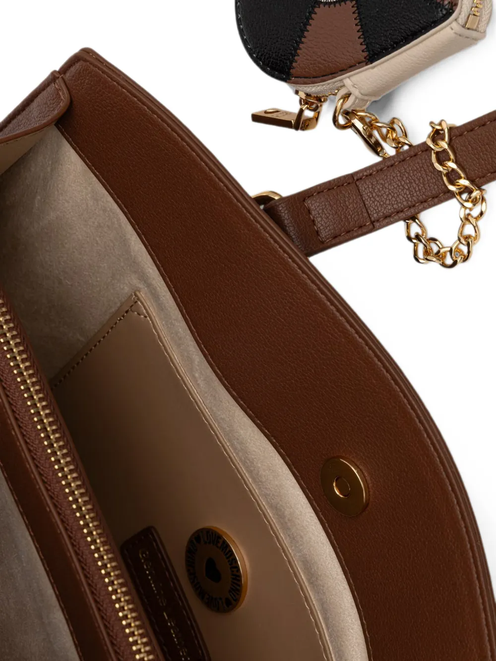 Love Moschino Shopper met hartbedel en logo Bruin