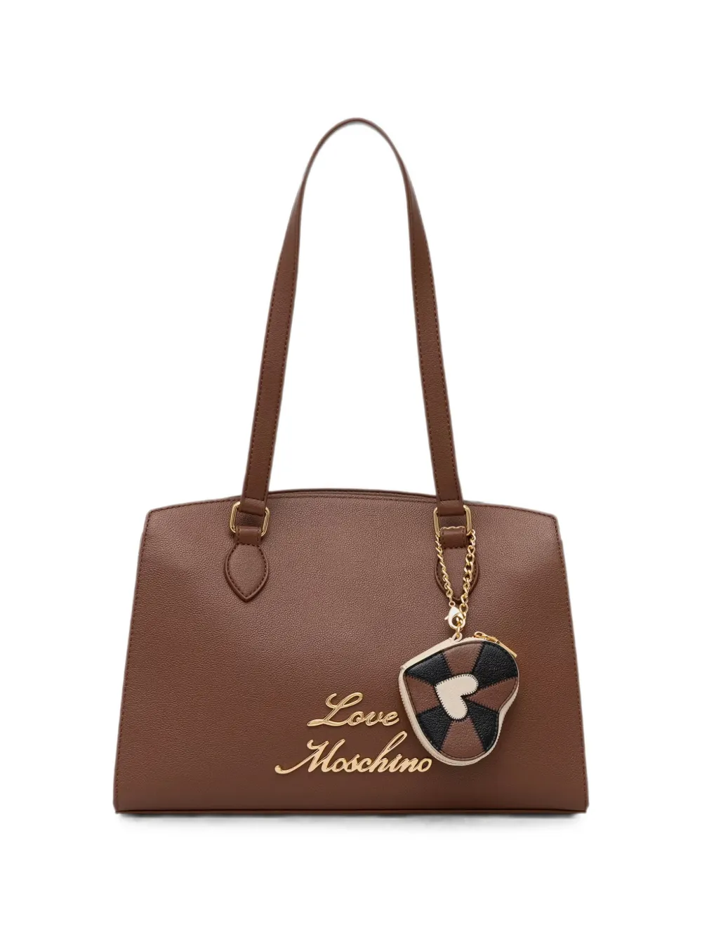 Love Moschino logo-lettering heart-charm tote bag - Marrone